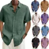 Hommes chemises décontractées coton lin Blouse été hommes col rabattu manches courtes bouton hauts amples surdimensionné S5XL SZEST22092 230511