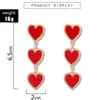 Stud New Circle Love Heart Long Dangle Earrings For Women Exaggerated Big Red Statement Earrings For Party