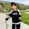 Setssuits الأولاد على النقيض من Sweatshirt Sweatpant 2piece Outfit Kids Tracksuit County Active Work Gumper Jogger Track Pant Sets 314 Years 230510