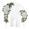 Decorative Flowers Wreaths 2 Pcs Artificial Wedding Arch Kit Garlands Silk Peony Flower Swag Welcome Sign Floral for Ceremony Party 230510