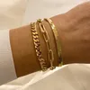 Büroklammer-Kettenarmband für Damen, goldfarbenes Edelstahl-Rechteck-Gliederarmband, zierlicher Layering-Schmuck für Mädchen