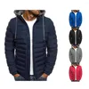 Giacche da uomo Autunno Inverno Uomo Giacca in cotone con cappuccio Ispessito Cappotti Tinta unita Maniche lunghe Zip-Up Usura esterna