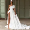 Bröllopsklänning Hög hemlig bohemisk spets Applique Single Shoulder Bride Large Bow Sleeveless A-Line 2023