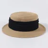 Breda randen hattar ins franska stilfullt band solvisir för kvinnor damer sommar resor beant solkräm halmkroppar