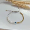 Länkarmband 5st/parti färgglada Emild Eye Glazed Glass Bead Armband sötvatten Pärl Koppar Handcraft smycken grossist