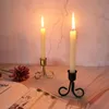 Gothic Gold Black Wrought Iron Candle Holder Vintage Table Top Metal Taper Candlestick Stand Rustic Centerpieces for Wedding Party