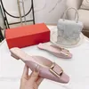 With Box Designer Heels Women Dress Shoes Belle Vivier Metal Buckle Mules Womens Sandals Fashion slip-on distinct Skyscraper heel square toe Wedding Party