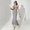 Casual Dresses WOMENGAGA Style Advanced Invisible Shoulder Strap Dress Women's Summer Sexy Spicy Girl Solid Color Slim Wrap Hip WNK3