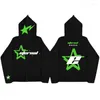 Men's Hoodies Zip Hoodie Women Star Letter Graphic Print Long Sleeve Sweatshirt Harajuku Oversized Top Y2K Goth Clothes Fashion Men Jacket