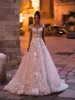 Wedding Dress Lace Floral Applique Bridal Gown Glittery A Line Sweetheart Off The Shoulder Backless Sweep Train Princess In