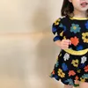 A roupa conjunta Milancel Summer Kids Suit GOUS Floral Puff Girls Tees and Shorts Casual 2pcs For Sisters 230511