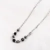 Chaînes tendance européenne Hip Hop hommes/femmes bijoux pendentif en acier inoxydable épissage perles noir carré cristal colliers
