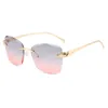 Designer glasses frameless metal leg womens sunglasses for lady summer party sun shades lunette de soleil leopard head mens sunglasses vintage ins PJ082 E23
