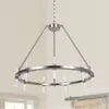 Lâmpadas pendentes Candelador de níquel lustres de fazenda modernos lustres liderados D29.52 "Sombra de acrílico 18 luzes Round Dining Room Iluminação