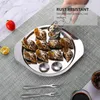 Tallrikar högkvalitativa rostfritt stålfält snigelplatta maträtt 12 hål conch middag grill för matlagning