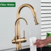 Torneiras de cozinha Rozin Touch Sensor Filtro Torneira de água Antique Brass Antiga de pulverizador Tap com guindaste puro giratório para 230510