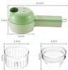 Fruit Vegetable Tools 4 In 1 Handheld Electric Vegetable Cutter Set Durable Chili Vegetable Crusher Kitchen Tool Charging Ginger Kichen Accessories 230511