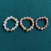Fedi nuziali Golden Heart Charm Natural Braoque Pearl Finger per le donne Piccola fascia d'amore irregolare Coreano semplice