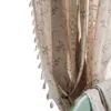 Tenda Boho Tende semi-oscuranti all'uncinetto Punti Nappe in cotone Pannelli per il trattamento delle finestre con fiori color crema per l'arredamento del soggiorno della camera da letto