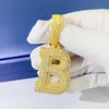 Pendanthalsband Iced Out B Letter Hiphop S925 Silver D VVS AlphaBets Halsband 14K Gold Plated Pass Tester 230511