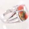 Clusterringen 1 stks Vrouwen Ring Natural Stone Unakite Epidote Round Cabochon Cab kralen Verstelbare vinger sieraden Gift K212