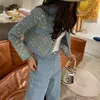 Women's Two Piece Pants High Quality Small Fragrance Wind Spring Tweed Set Women Crop Jackets Coat Suits Vintage Sequin 2