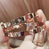 diseñador de pulseras para hombre para mujer pulsera de tornillo brazalete de oro con circón chapado en plata rosa Acero inoxidable brazalete de 6 mm de ancho Joyas de diseñador No alérgico