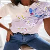 T-shirts pour femmes été coloré fleur thème mode femmes vêtements impression 3D col rond femmes T-Shirt