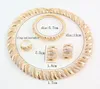 Set di gioielli da sposa Cristallo africano vintage per donna Accessori da sposa Collana color oro Bracciale Orecchini Anello Set 230511