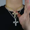 Anhänger Halsketten Drop Schiff Stile Brief Jesus Kreuz Form Charme Fit Tennis Kette Halskette Für Männer Frauen Hip Hop Schmuck