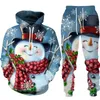 Tute da uomo Inverno Natale 3D Stampato Uomo Donna Felpe con cappuccio Set Streetwear Casual Pullover Allentato Jogging Tuta Felpe Pantaloni lunghi