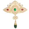 Broches pinnen grote Marokkaanse stijl sieraden broche klassieke gouden kristal holle-out met strass Arabische bruiloft