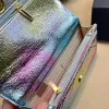 22P Damen-Laser-bunte klassische Mini-Geldbörse mit Klappe, gesteppt, GHW Umhängetasche, Umhängetasche mit Kette, Kartenhalter, mehrere Pochette-Sacoche-Handtaschen