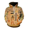 2023 Autumn/Winter Egyptian Fashion Street Print Men's Sweater Sport Casual Hooded Pullover For Men {Category}