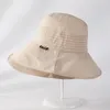 Wide Brim Hats Summer Woman Windproof Rope Sun Beach Hat Girls Outdoor 12cm Visor Female Bucket Foldable Cotton Panama