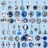 925 Sterling Silver Charms för Pandora smycken pärlor Ny blå färg ballongfjärilar stjärnor månen safirpärlor lämpliga