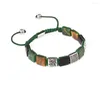 Bangle Luxury Set rostfritt stålarmband Men Compass Bangles Charm Micro Pave Cz Tiger Eye Onxy Handgjorda makramsmycken