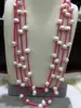 Chains 10-11MM Baroque Natural Fresh Water Pearl Necklace Long 80CM Multilayer Leather Fashion Women Jewelry