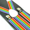 Party Supplies Unisex Clip-on Suspenders Elastic Suspender Seven Color Rainbow Stripe Pattern Elastic Y-back Suspenders 100pcs