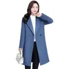Lã feminina outono e inverno 2023 casaco de lã para mulheres de comprimento médio feminino