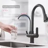 Kitchen Faucets Onyzpily Matte Black Filtered Crane For Pull Out Spray 360 Rotation Water Filter Tap Dual Modes Sink Fauce 230510