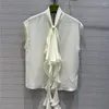 Men's Casual Shirts Shirt Super Skin White Shake White. Muer Lotus Leaf Lace Bow Tie Design Age-reducing Cute Girly Temperament