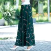 Skirts Spring Summer Chiffon Skirts Ink Painting Print Floral Long Skirt Elegant Chic A-Line Full Length Skirt Ankle Beach Skirts 230511