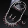 Wedding Jewelry Sets AMC 4 Pcs Luxury Brilliant Cubic Zirconia Necklace Set Earrings Ring CZ Light Drop Bridal 230511