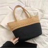 Abendtaschen Sommer Stroh für Frauen Große handgemachte Strand gewebte Handtaschen Reise Shopper Casual Schulterseite