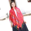 Sjaals vrouw sjaal kasjmere dikker kwastjes 57 inch oversized granaat tuinië print pashmina sjaals wraps moederdag cadeaus