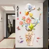 Décoration de fête Décoratif Style Chinois Vintage Vase Sticker Mural Fleur De Lotus Poisson Art Amovible Salon Fond Décor À La Maison 230510