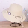 Wide Brim Hats Sweet Women Straw Hat Foldable Lady Fisherman Round UV Protection Summer Beach Sunscreen