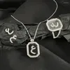 Halsband örhängen set 3in1 juveler uppsättningar 13 mönster arabiska kärleksbrev med lustig inledande örhänge ring stapelbara smycken för Dubai Women Party