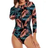 Maillots de bain pour femmes Surf Wear plage fermeture éclair maillot de bain à manches longues plongée Monokini femmes maillot de bain 2023 combinaisons Feminino été